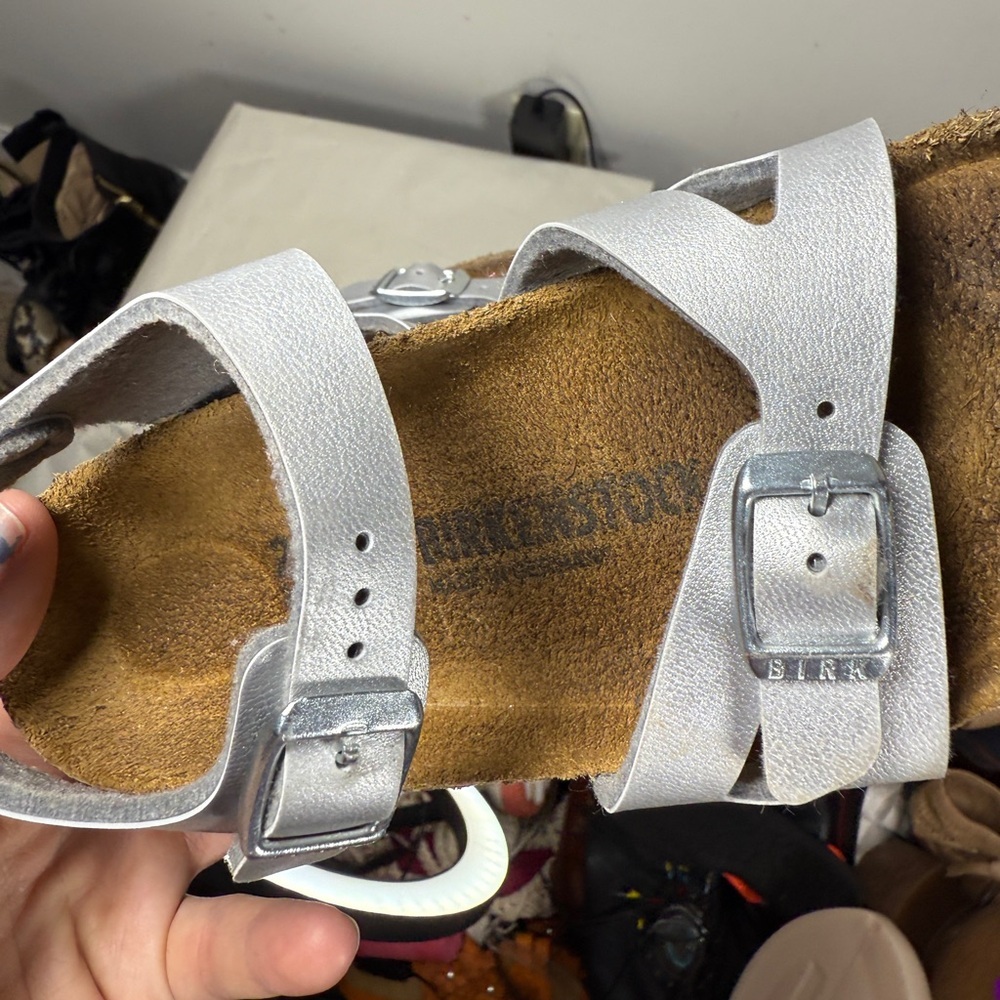 Little Kids Silver Rio‎ Birkenstock Strap On Sandals-Size 27 (US 9-9.5) - Picture 14 of 15